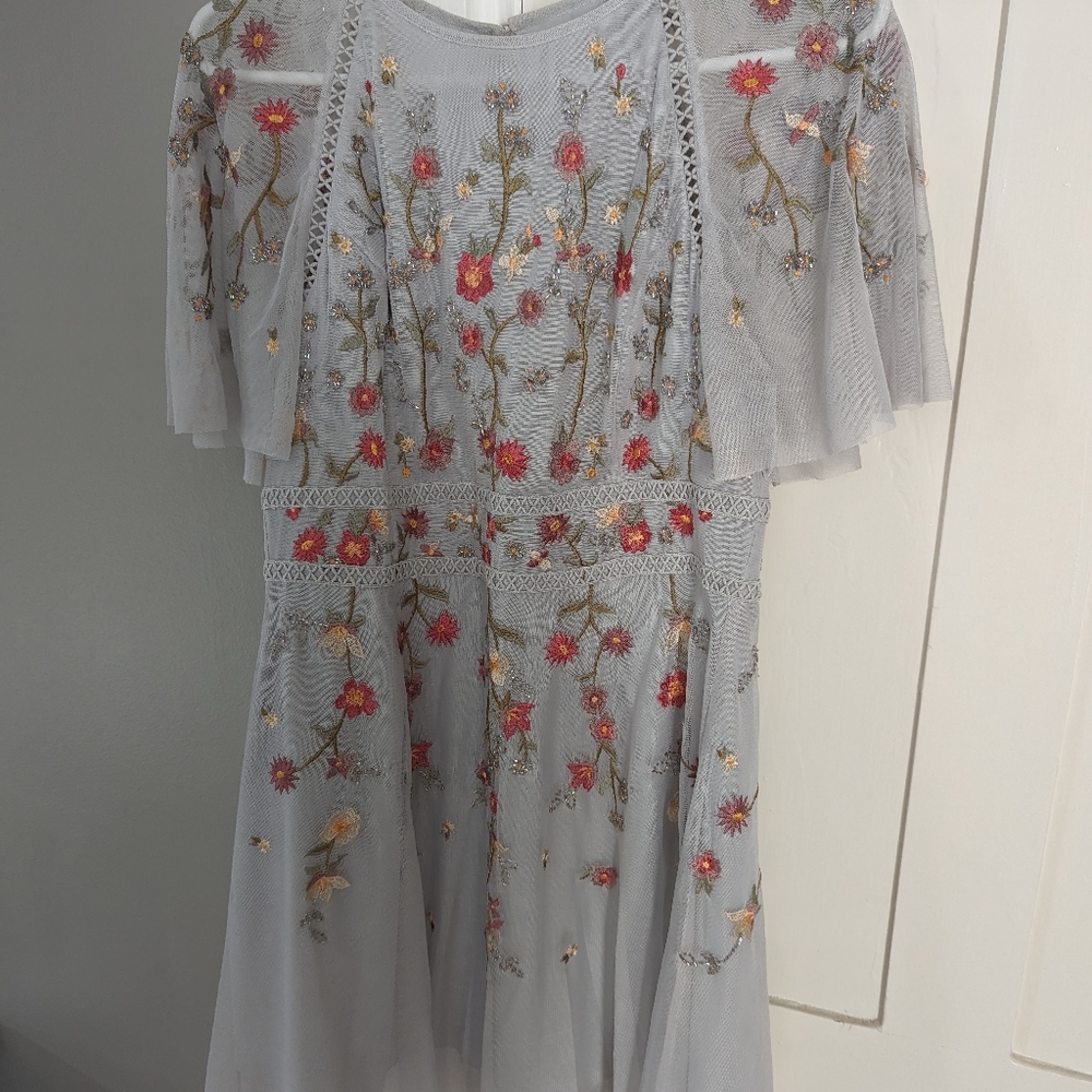 Beaded embroidered tulle line dress